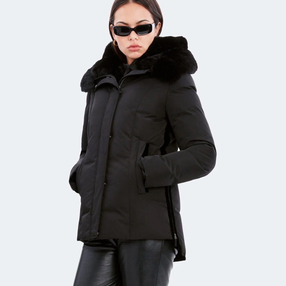 Dawn Levy Luka Fitted Parka with Velvet & Fur Trim